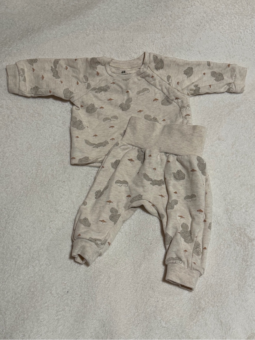 H&M Beige Organic Cotton Baby Onesie with Subtle Print